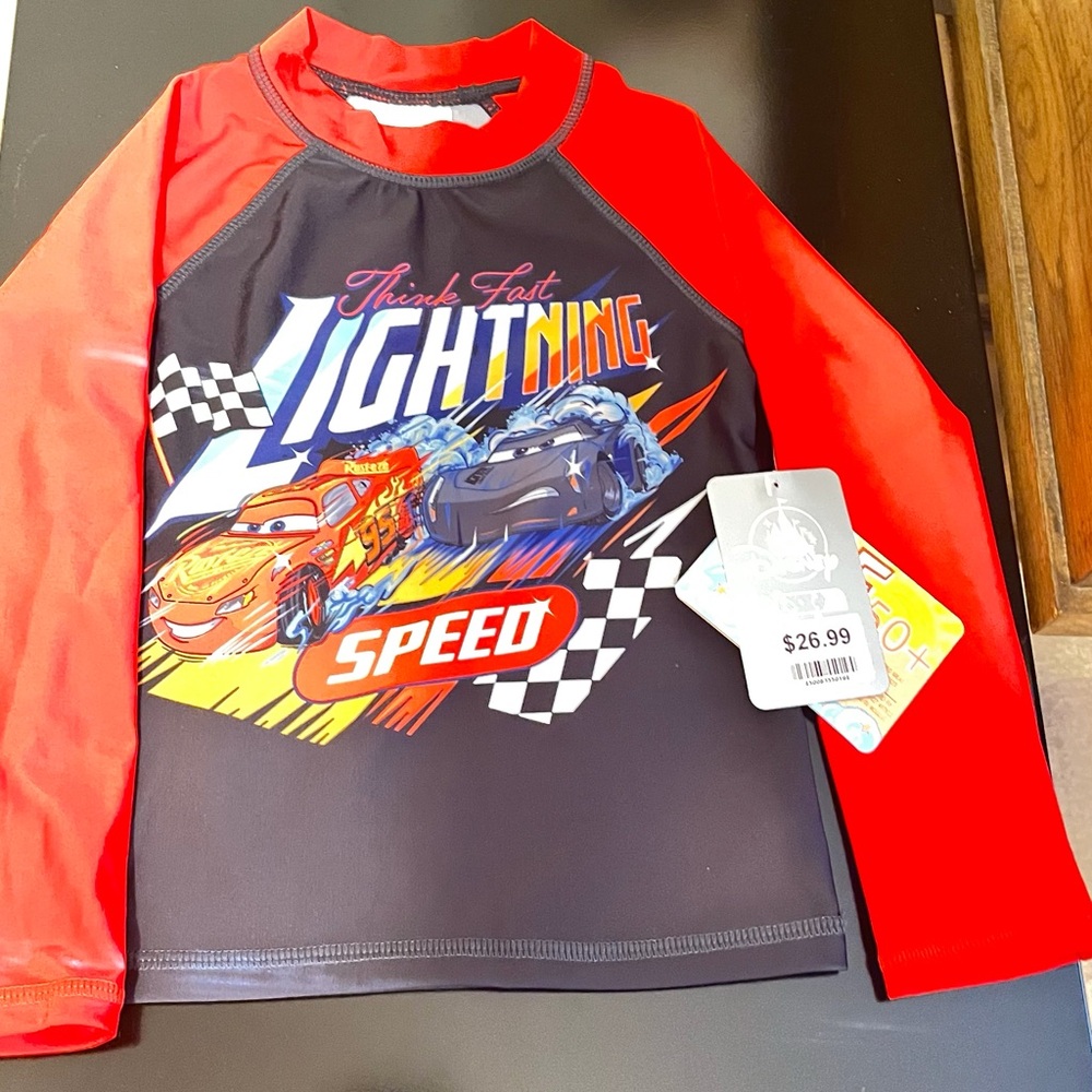 Disney Cars Lightning Speed Rashguard - Red and Black